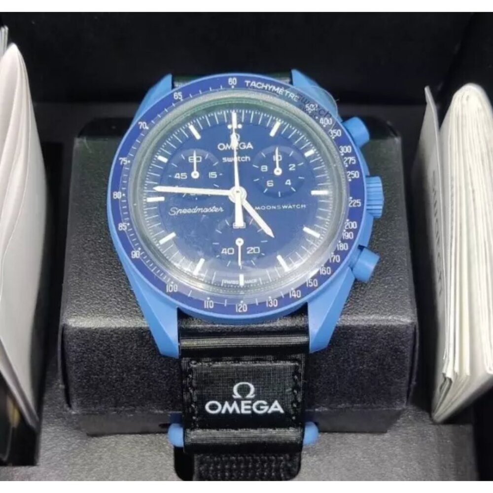 Authentic OMEGA X SWATCH Bioceramic MoonSwatch Mission to Neptune Blue Unisex
